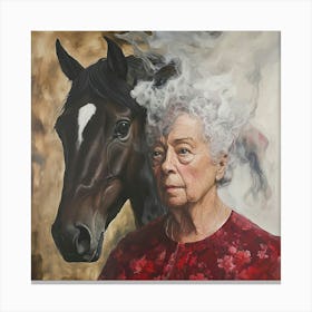 Woman And A Horse Canvas Print