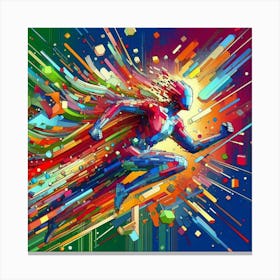 Colorful Man Running Canvas Print