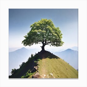 Tree On Top Of Hill Canvas Print