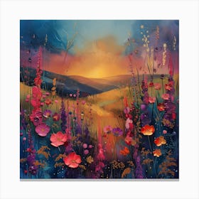 Sunset In The Meadow Canvas Print