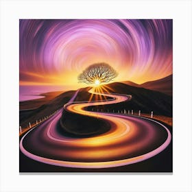 Winding Road Sun Tree 4 1 Canvas Print