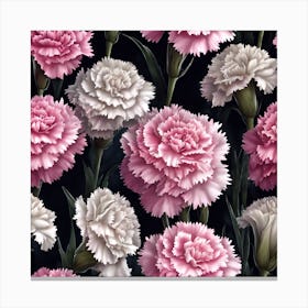 Pink and White Carnations with Fringed Petals Canvas Print