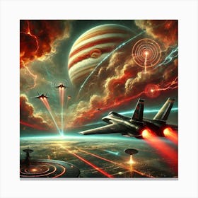 A Sci Fi Depiction Of Tempest Class Bombers Using Canvas Print