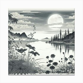 Moonlight Over Lake Canvas Print