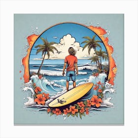 Surfer On The Beach Canvas Print