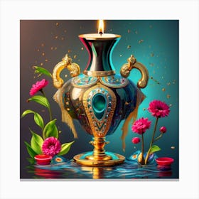 A vase of pure gold studded with precious stones 11 Canvas Print