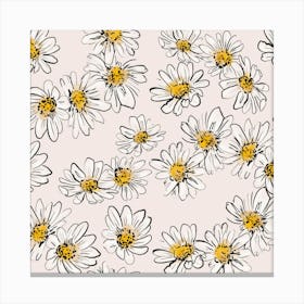 Daisies Flowers Pink Canvas Print