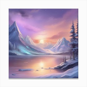 Winter Landscape Painting Mesmerizing soft expressions in the Spirit of Bob Ross Canvas Print