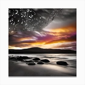Music Notes At Sunset 11 Canvas Print