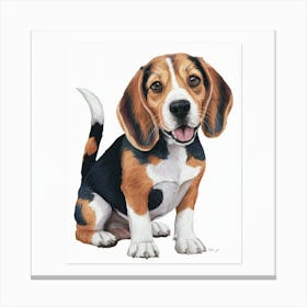 Striped Delight Charming Beagle (1) Canvas Print