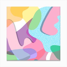 Organic Happy Memphis Shapes Square Canvas Print