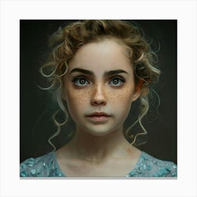 Portrait Of A Girl With Freckles Canvas Print