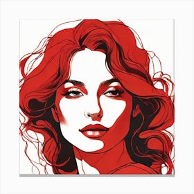 Red Hair Canvas Print - Line Art Style Woman 1 Canvas Print