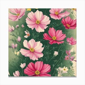 Cosmos Cosmos 3 Floral Botanical Vintage Poster Flower Art Print Canvas Print