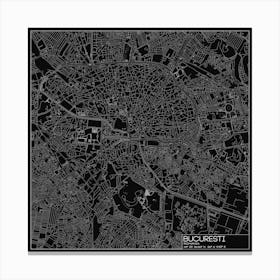 București, Romania, City Map White On Black Blueprint Design Stampe su tela