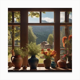 Window Sill With Flowers Canvas Print