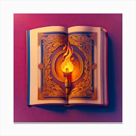 Book With Flames Canvas Print
