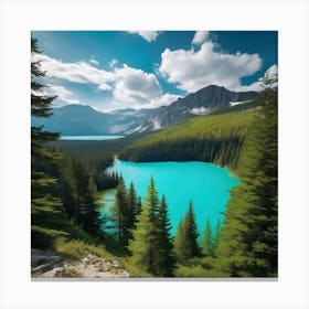 Turquoise Lake In The Mountains Canvas Print