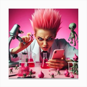 Pink Haired Scientist Canvas Print