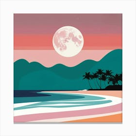 Full Moon At The Beach Canvas Print