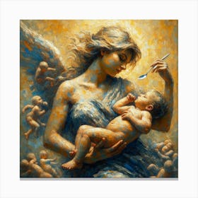 Angel Holding A Baby Canvas Print