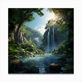 Waterfall In The Jungle Canvas Print