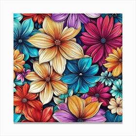 Colorful Flowers Wallpaper 1 Canvas Print