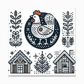 Scandinavian style, chicken 4 Canvas Print