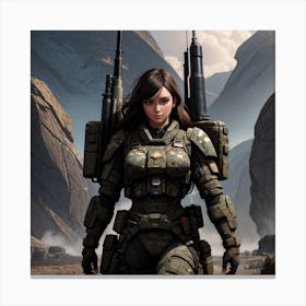 Halo 3 Female Soldier Canvas Print