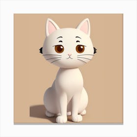 White Cat With Brown Eyes Canvas Print