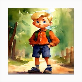 Boy In The Woods Canvas Print