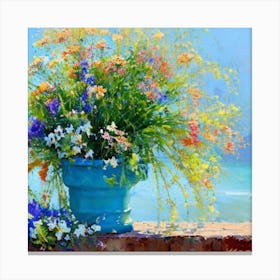 Flowers In A Blue Vase 1 Canvas Print