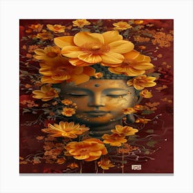 Buddha With Flowers Canvas Print