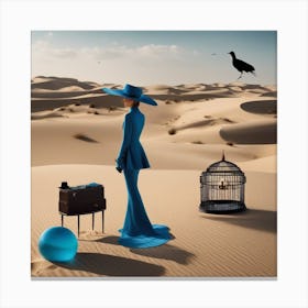 Blue Bird In The Desert 1 Canvas Print