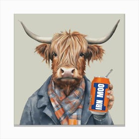 Highland Cow Irn Moo New Canvas Print