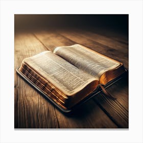Bible On A Wooden Table Canvas Print