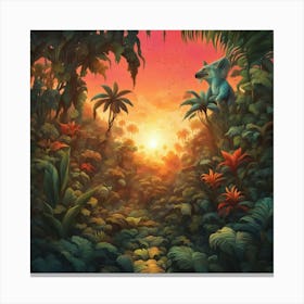 'Sunset In The Jungle' Canvas Print