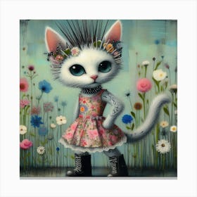 Cute punk cat 2 Canvas Print