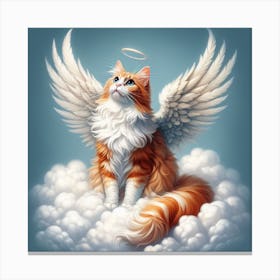 All Cat Go To Heaven 3/4 (pussy cat kitten felines fur baby lost angel wings) Canvas Print