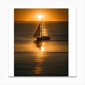 Sailboat At Sunset 3 Canvas Print