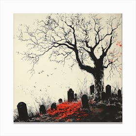 Graveyard, Halloween, Spooky, Dead Canvas Print