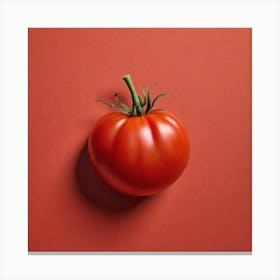 Tomato On A Red Background Canvas Print