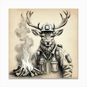 Deer With Horns Canvas Print