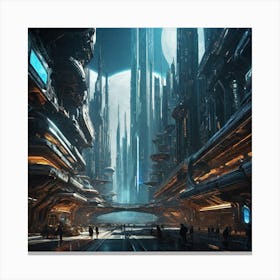 Futuristic City Blue III Canvas Print