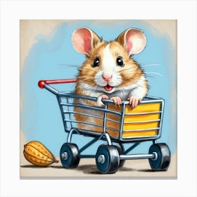 Mouse In A Shopping Cart Canvas Print