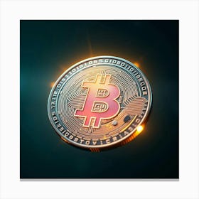 Bitcoin Coin On Dark Background Canvas Print