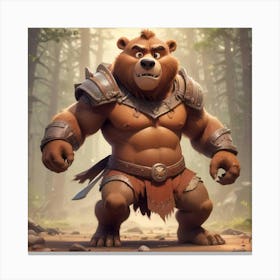 Cartoon Ragnarok Bear Canvas Print