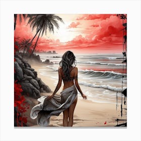 Sexy Girl On The Beach Canvas Print