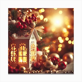 Christmas Decoration With A Lantern Canvas Print