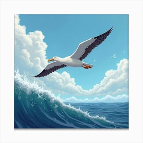 Graceful Albatross Soaring Over The Ocean Waves 2 Canvas Print